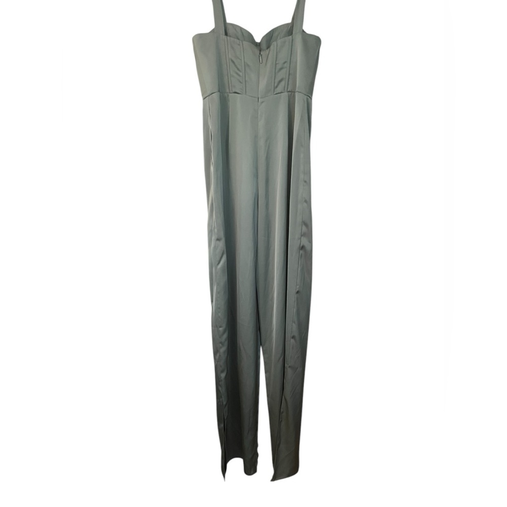 Azazie Raquel Green Lace Corset Satin Dressy Jumpsuit Like New Size 4 - Picture 9 of 11